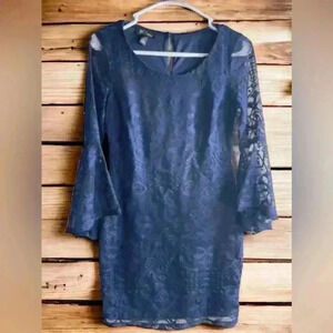 Bcx Size Small Navy Lace Dress. Excellent Condition. 28” Waist, 33” Length